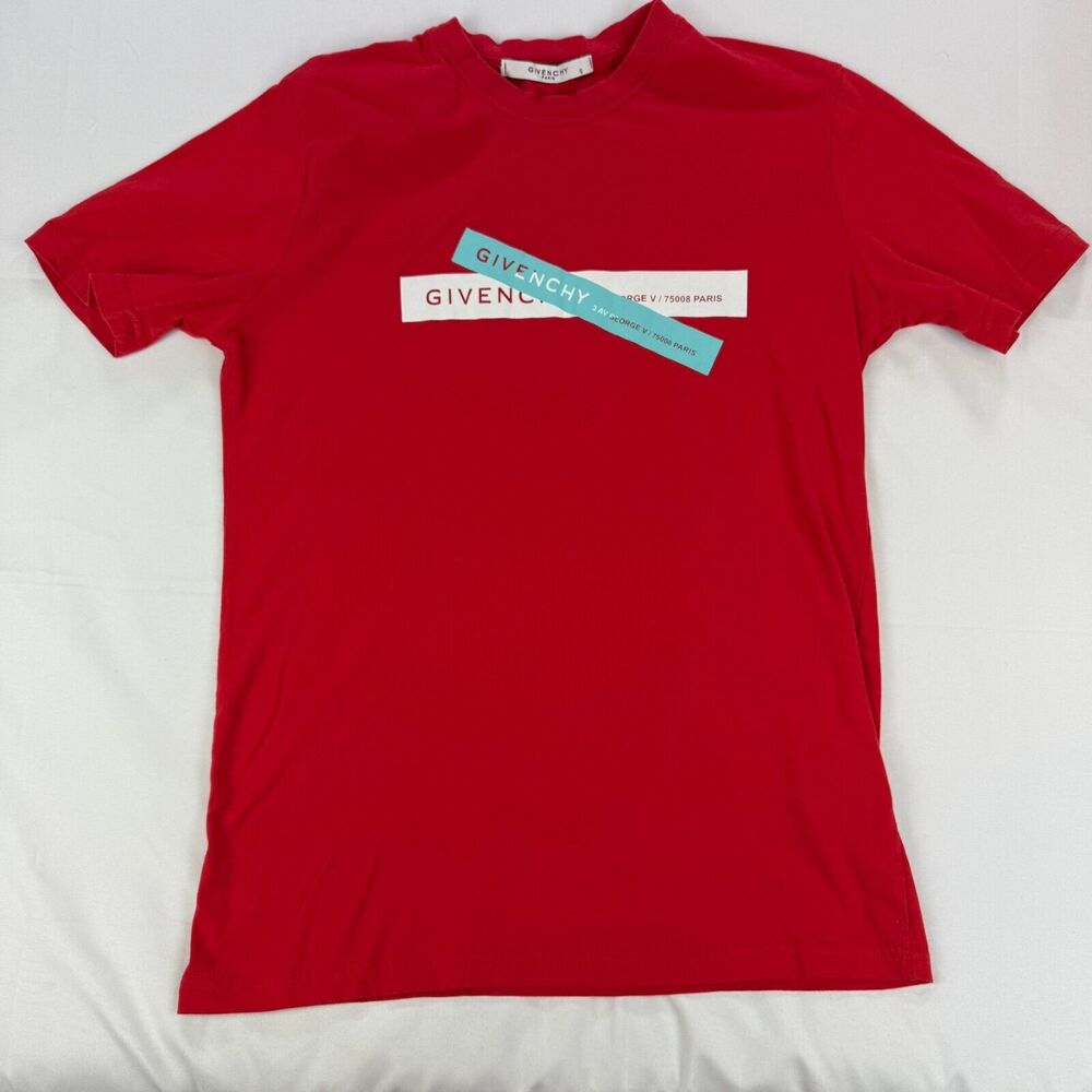 Givenchy Paris Crew Neck Classic Shirt Red Cotton Shirt Men's Size S 3 AV George